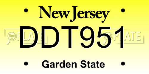 DDT951 New Jersey License Plate