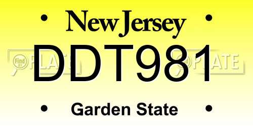 DDT981 New Jersey License Plate