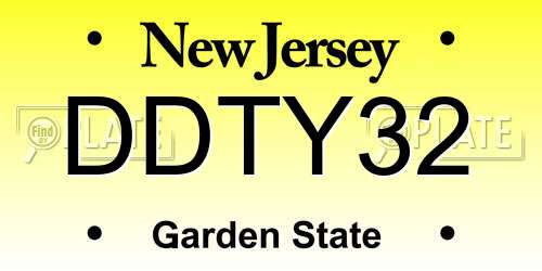 DDTY32 New Jersey License Plate