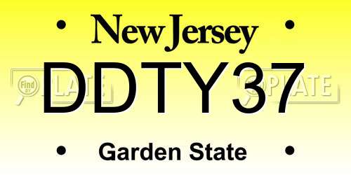DDTY37 New Jersey License Plate