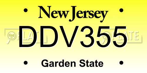 DDV355 New Jersey License Plate