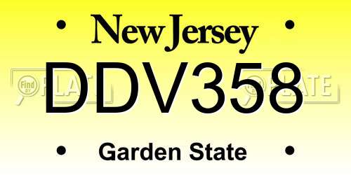 DDV358 New Jersey License Plate