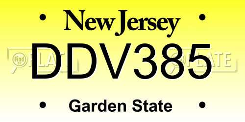 DDV385 New Jersey License Plate