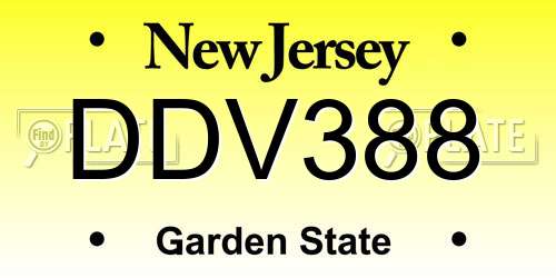 DDV388 New Jersey License Plate