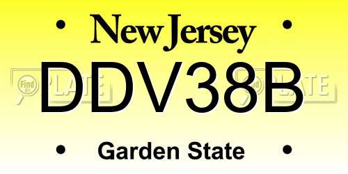 DDV38B New Jersey License Plate