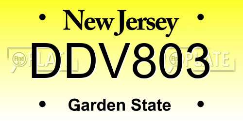 DDV803 New Jersey License Plate