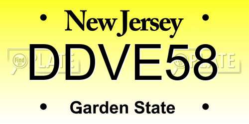 DDVE58 New Jersey License Plate