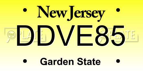 DDVE85 New Jersey License Plate