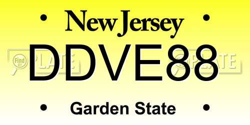 DDVE88 New Jersey License Plate