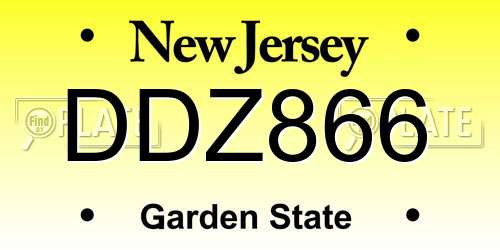 DDZ866 New Jersey License Plate