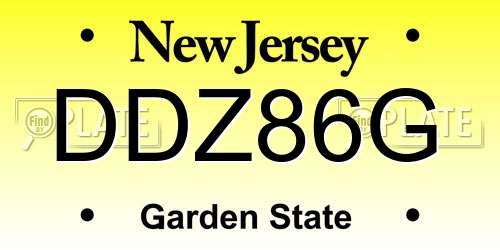 DDZ86G New Jersey License Plate