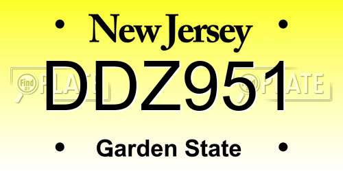 DDZ951 New Jersey License Plate