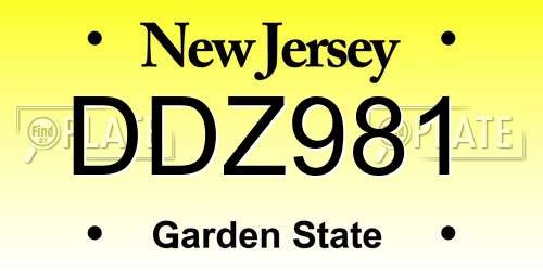 DDZ981 New Jersey License Plate