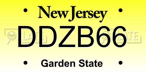 DDZB66 New Jersey License Plate