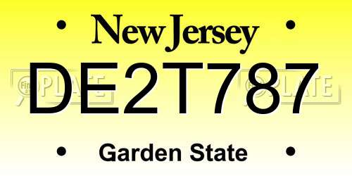 DE2T787 New Jersey License Plate