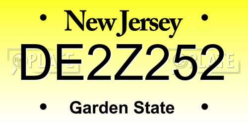 DE2Z252 New Jersey License Plate