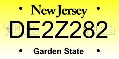 DE2Z282 New Jersey License Plate