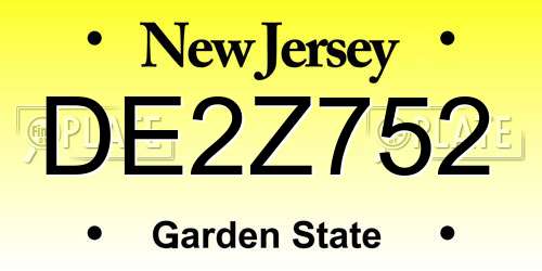 DE2Z752 New Jersey License Plate