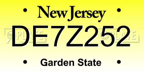 DE7Z252 New Jersey License Plate