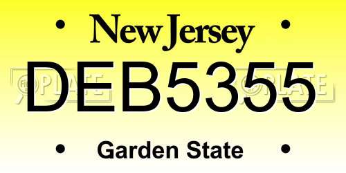 DEB5355 New Jersey License Plate