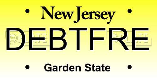 DEBTFRE New Jersey License Plate