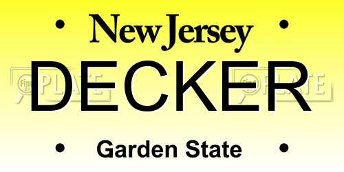 DECKER New Jersey License Plate