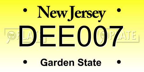 DEE007 New Jersey License Plate