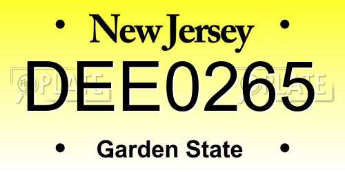 DEE0265 New Jersey License Plate