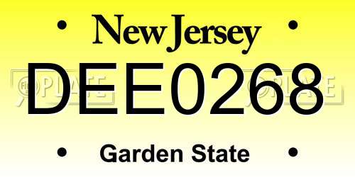 DEE0268 New Jersey License Plate