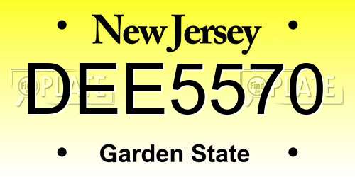 DEE5570 New Jersey License Plate