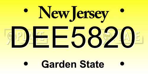 DEE5820 New Jersey License Plate