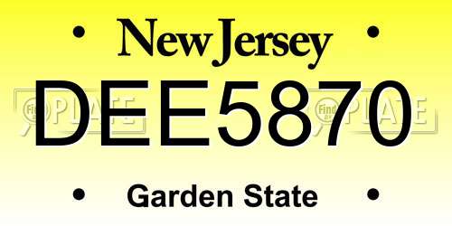 DEE5870 New Jersey License Plate