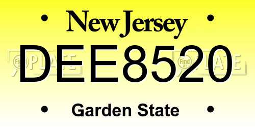 DEE8520 New Jersey License Plate