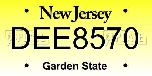 DEE8570 New Jersey License Plate