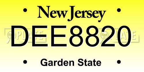 DEE8820 New Jersey License Plate