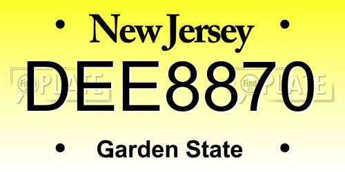 DEE8870 New Jersey License Plate