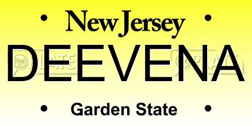 DEEVENA New Jersey License Plate