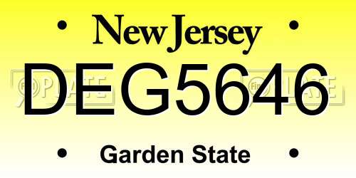 DEG5646 New Jersey License Plate