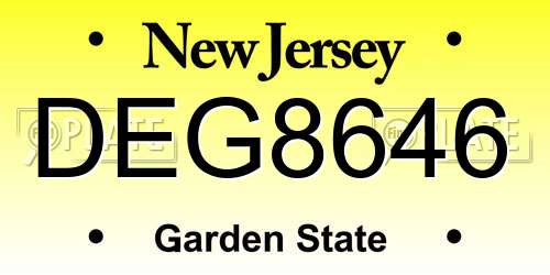 DEG8646 New Jersey License Plate