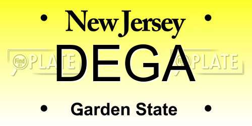 DEGA New Jersey License Plate