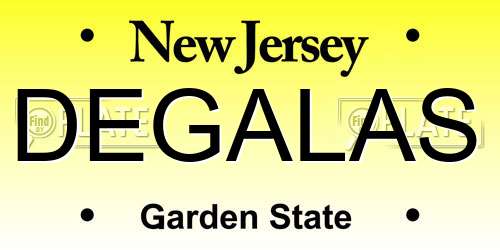 DEGALAS New Jersey License Plate