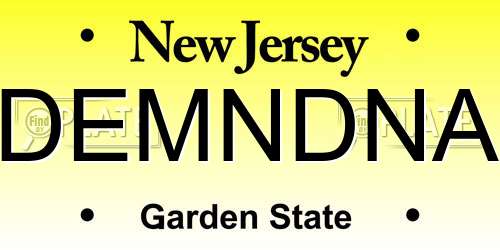 DEMNDNA New Jersey License Plate