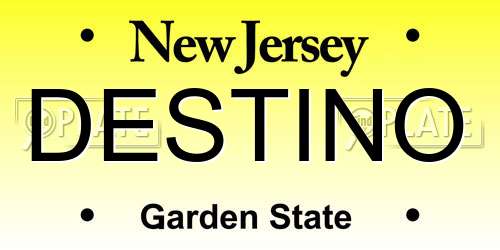 DESTINO New Jersey License Plate