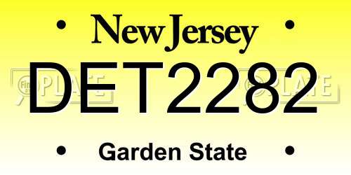 DET2282 New Jersey License Plate