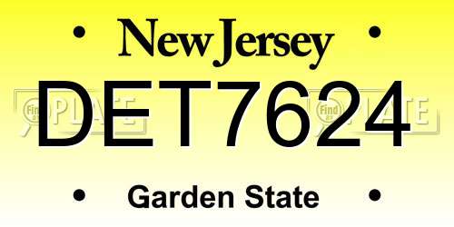 DET7624 New Jersey License Plate