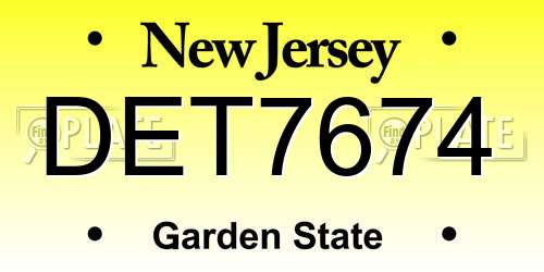 DET7674 New Jersey License Plate