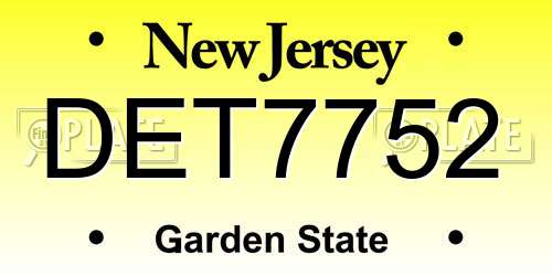 DET7752 New Jersey License Plate