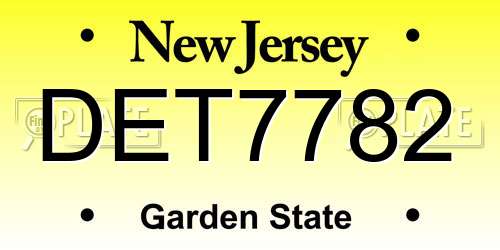 DET7782 New Jersey License Plate