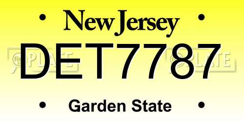 DET7787 New Jersey License Plate
