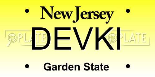 DEVKI New Jersey License Plate